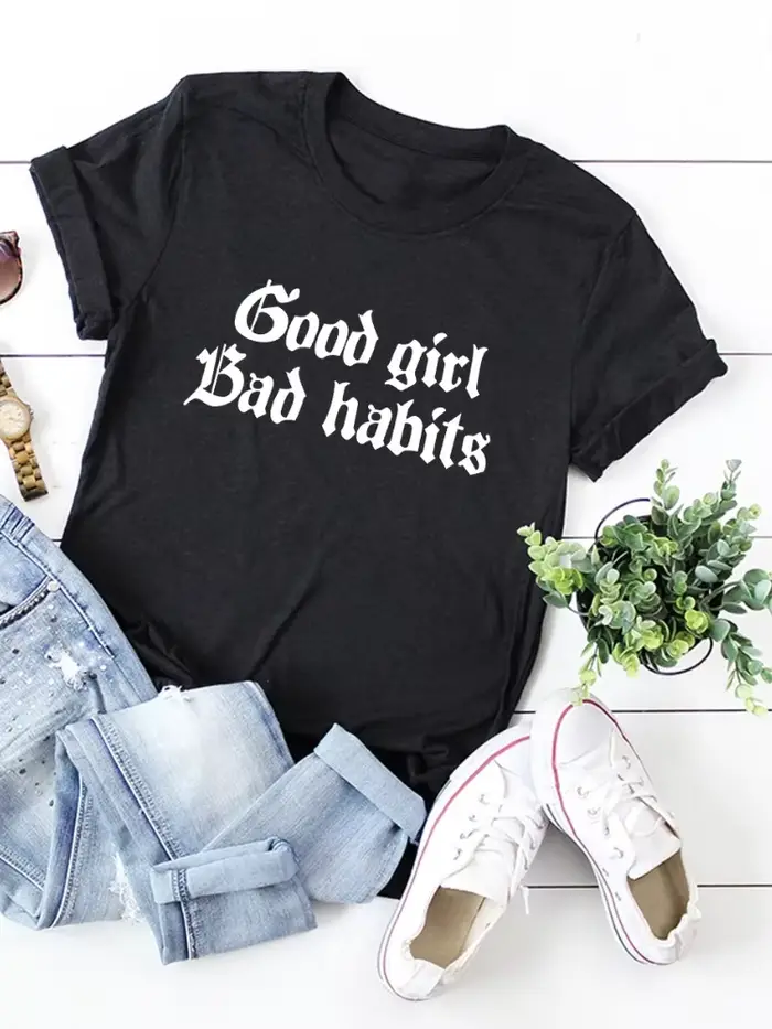 T-shirt à manches courtes et col rond pour femme
