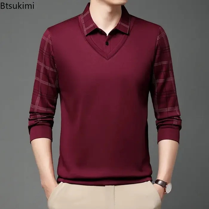 Nouveaux Polos Homme Printemps-Automne à Manches Longues