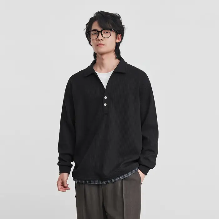 T-shirt Polo Homme Tendance à Col Revers Effet Deux Pièces