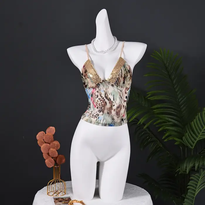 Débardeur sexy à sequins et imprimé léopard