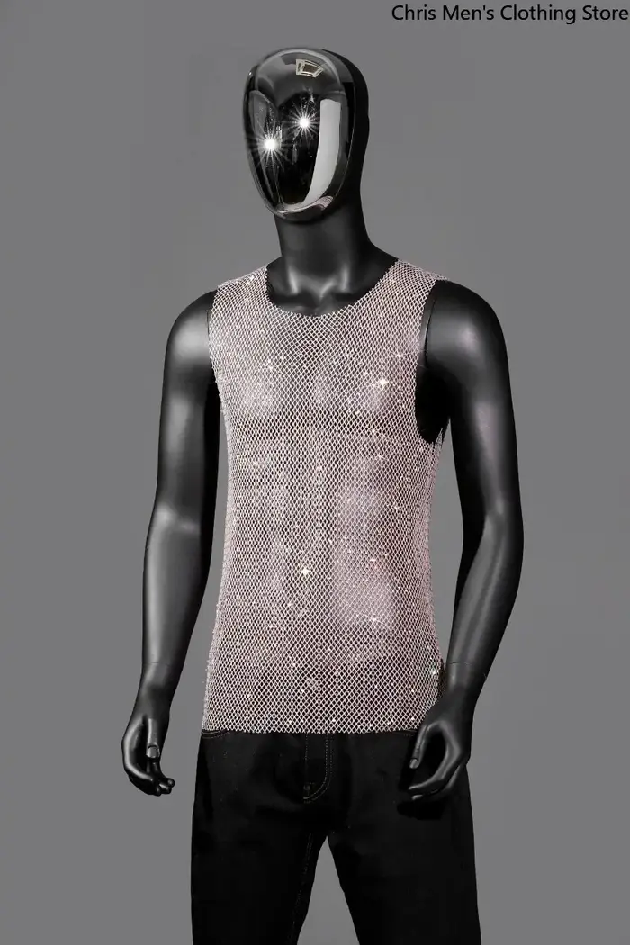 Gilet brillant transparent sexy pour hommes