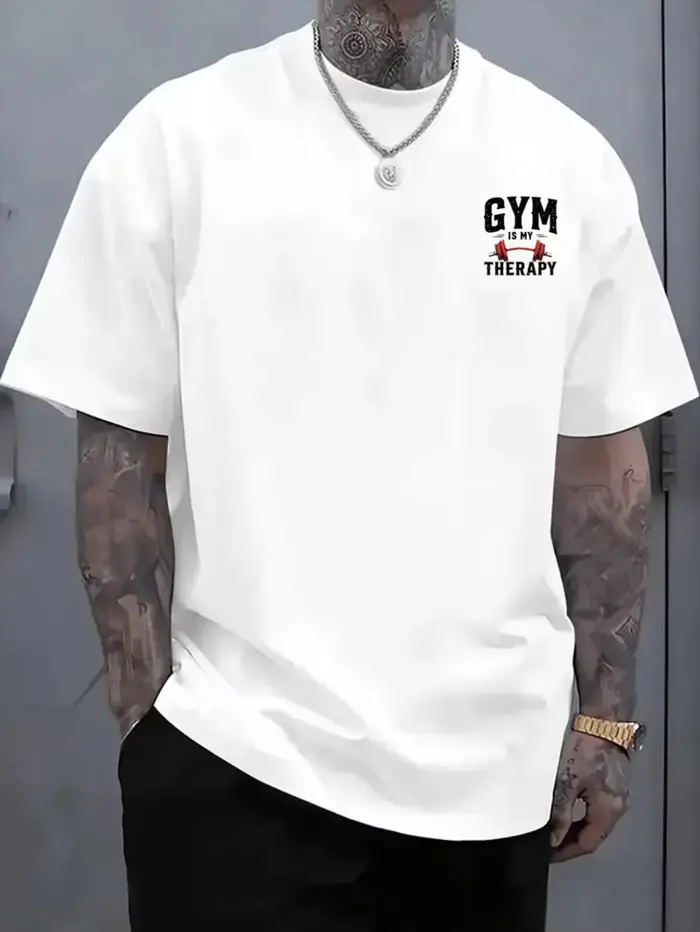 T-shirt de sport pour homme, imprimé, doux et respirant, avec des motifs d'entraînement audacieux, c