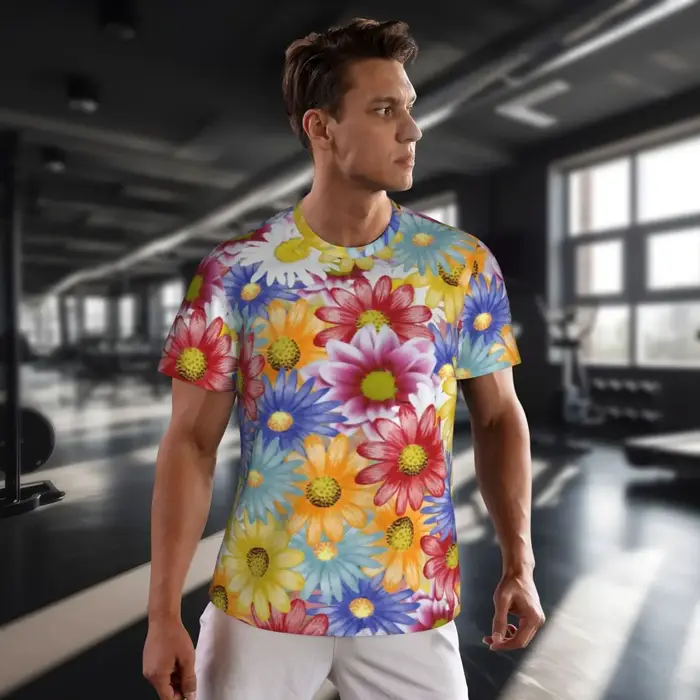 Andrar-T-shirt de sport à imprimé floral pour couple