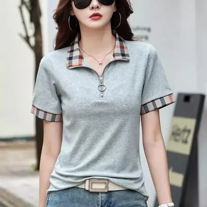 Nouveau T-shirt Polo d'été en coton pour femmes