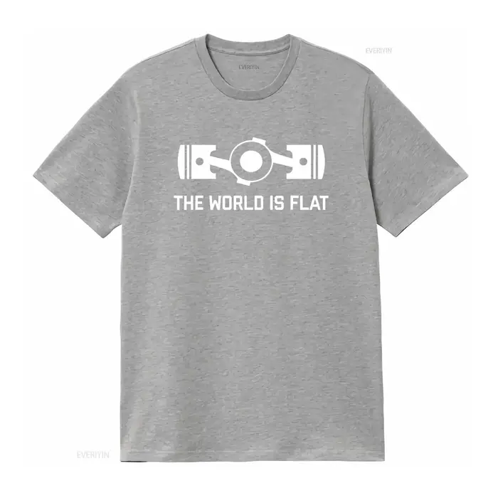 Le monde est plat quatre Boxer moteur JDM course voiture t-shirt vintage lavé polyvalent étiré vêtements de créateur homme doux
