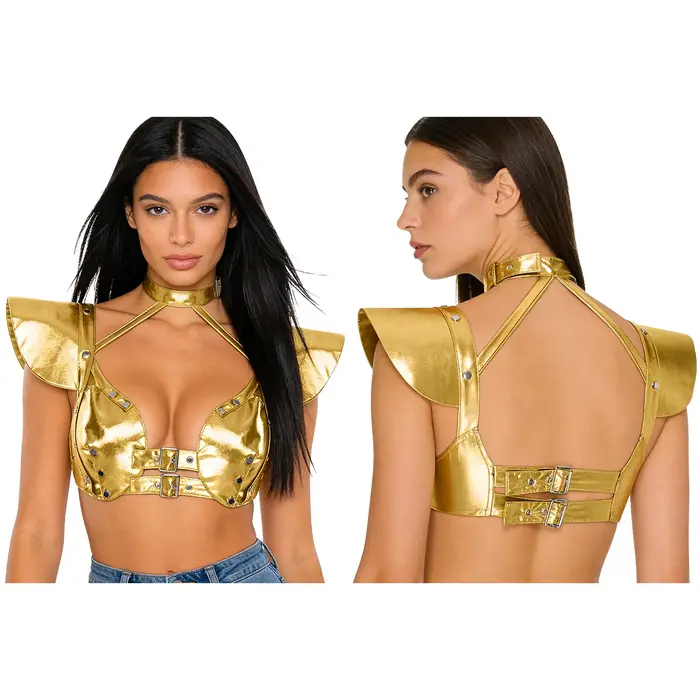 Haut court gothique métallisé brillant pour femme