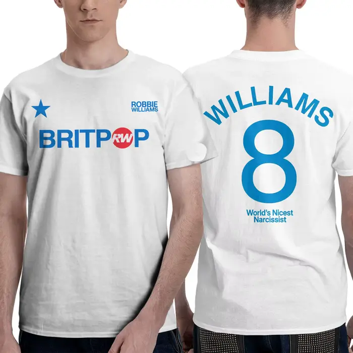 Drôle Robbie Williams Britpop Tour 2025 T-Shirts pour hommes col rond 100% coton t-shirt à manches courtes