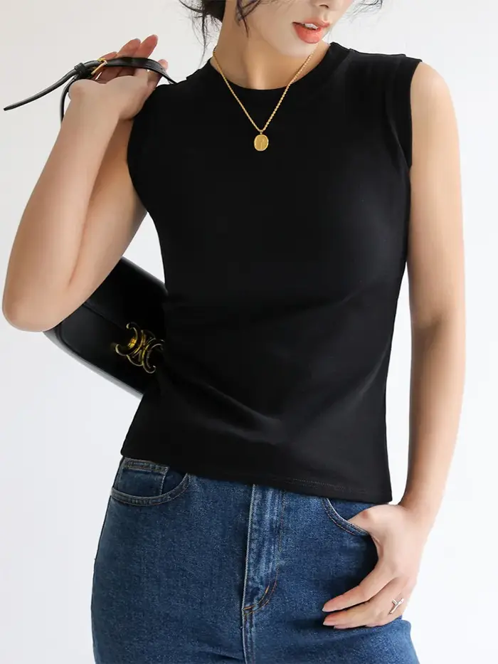 Camisole en coton à col rond pour femme