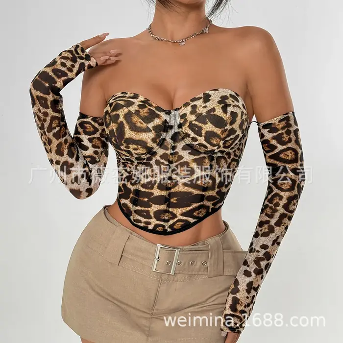 Crop top sexy léopard pour femme