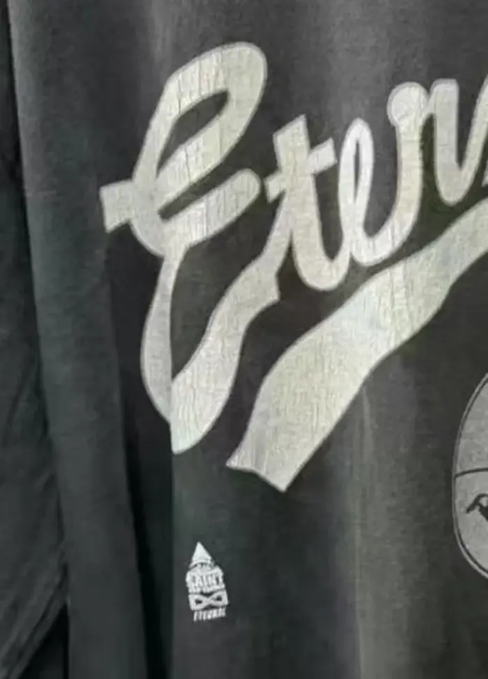 Nouveau Streetwear SAINT à manches longues t-shirt hommes femme lavé faire vieux endommagé mode col rond haut