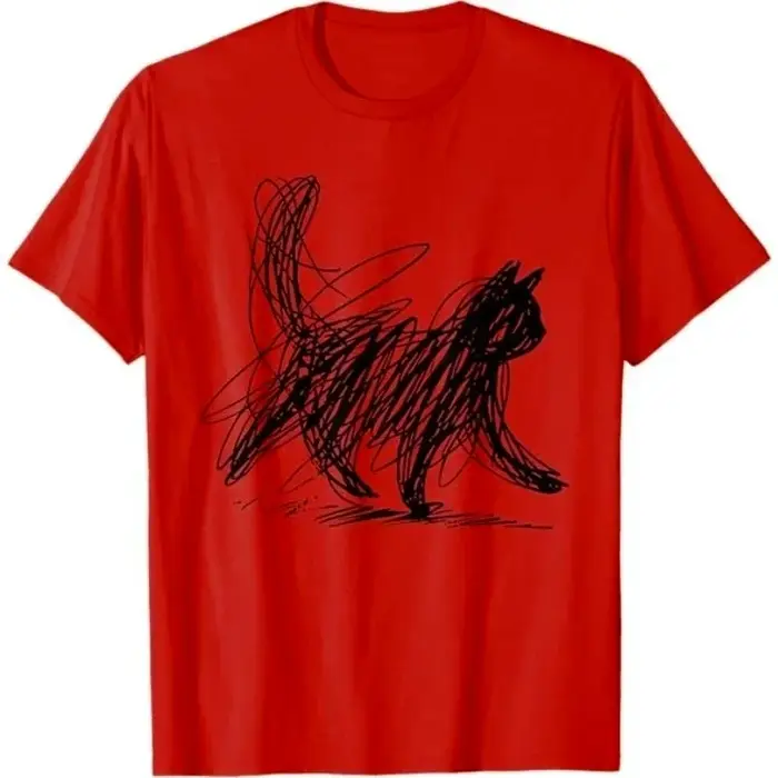 T-shirt tendance urbaine avec motif de chat minimaliste
