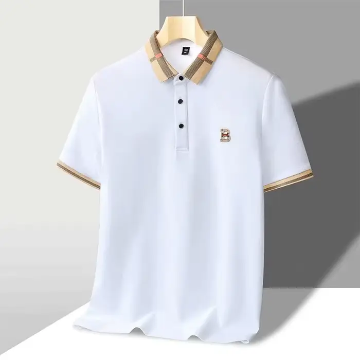 Marque de luxe logo polo à manches courtes hommes été nouveau haut de gamme en soie coton respirant Paul T-shirt mode