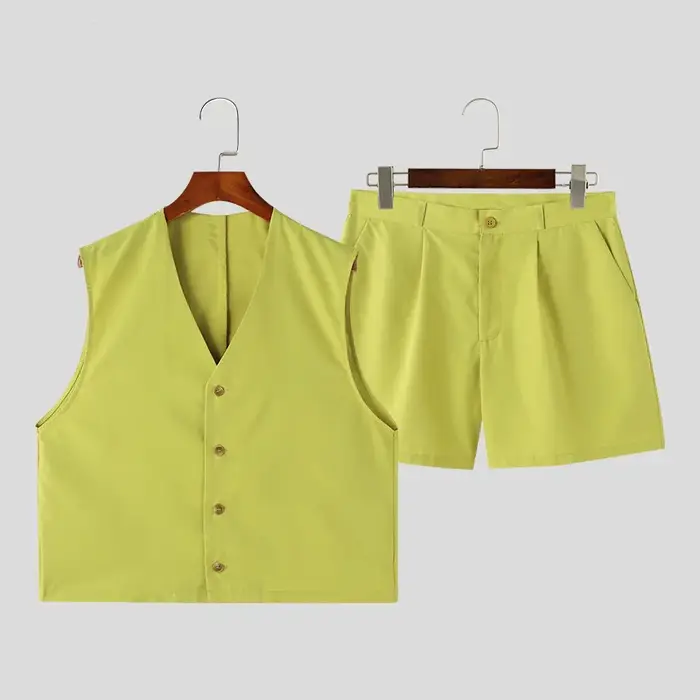 Nouvel ensemble décontracté été 2026 pour homme : gilet sans manches col en V et short large