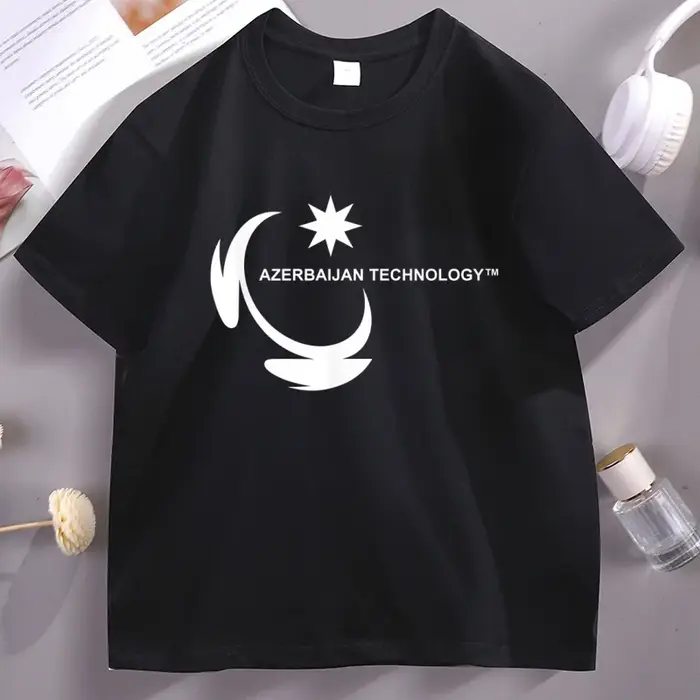 T-shirt Meme Technologie Azerbaïdjan en coton à manches courtes