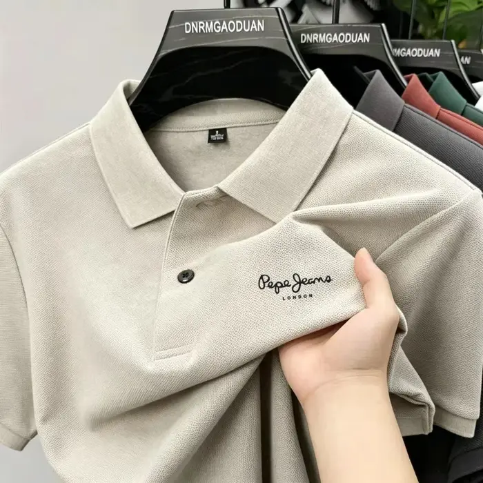 T-shirt homme en pur coton, marque de créateur de mode POLO, broderie de lettres exquise, manches co