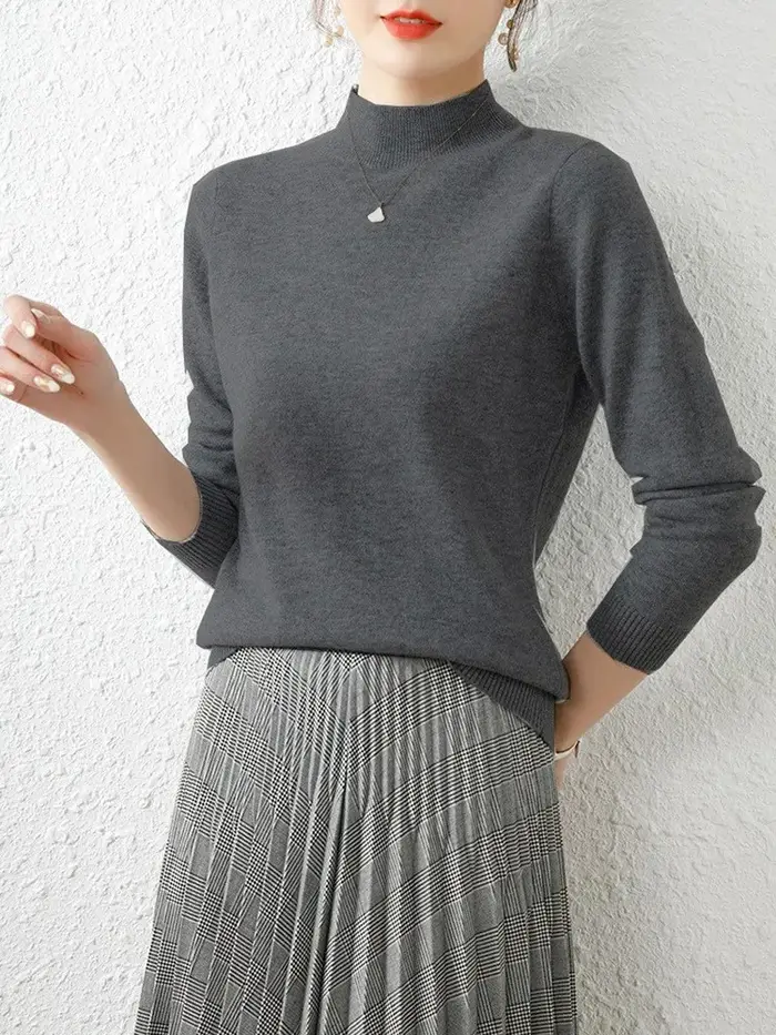 Automne hiver bas col roulé chandails femmes mode Chic Pull mince à manches longues tricoté Pulls doux chaud