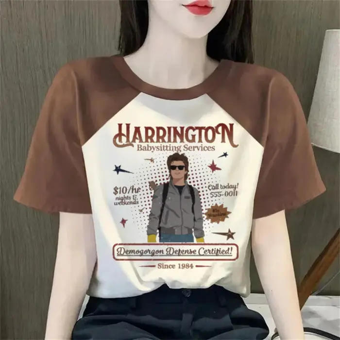Steve Harrington Top T-Shirts femmes à l'envers université Harajuku Hawkins Hip Hop graphique chemise colorée