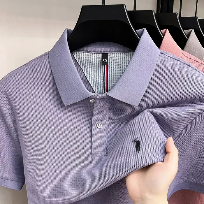 luxe Pony broderie manches courtes Polo chemise 100% coton haut de gamme marque hommes nouvelle mode