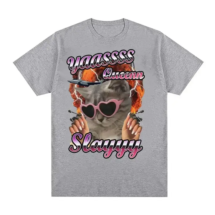 Yas Queen Slay amusant passionné de chat T-shirt femmes mode mignon à manches courtes