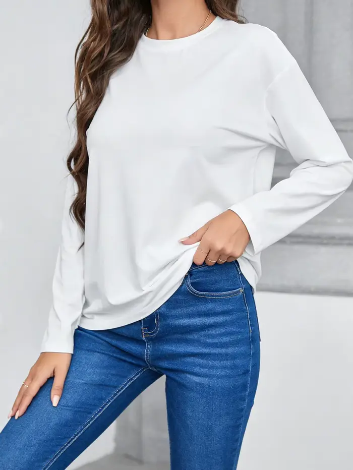 T-shirt à manches longues pour femme - Un haut basique polyvalent adapté à toutes les saisons