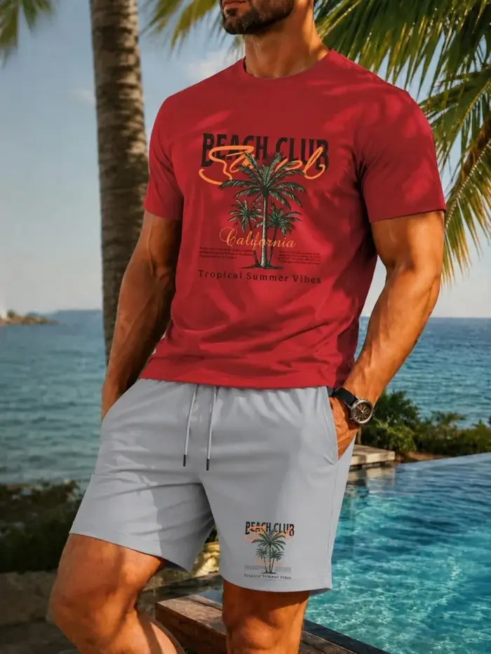 Ensemble de t-shirts pour hommes de haute qualité imprimés avec des palmiers de la Californie
