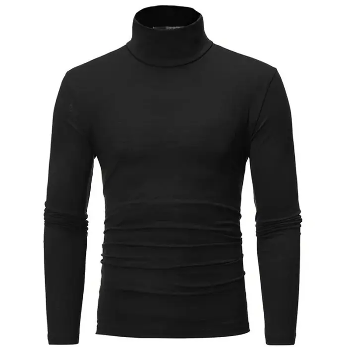 Nouvelle mode Base t-shirt hommes coupe ajustée Polyester col haut pull col roulé pull hauts chemise