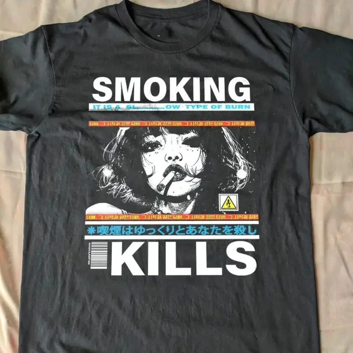 T-shirt unisexe 2026 « Smoking Kills » style bande dessinée rétro