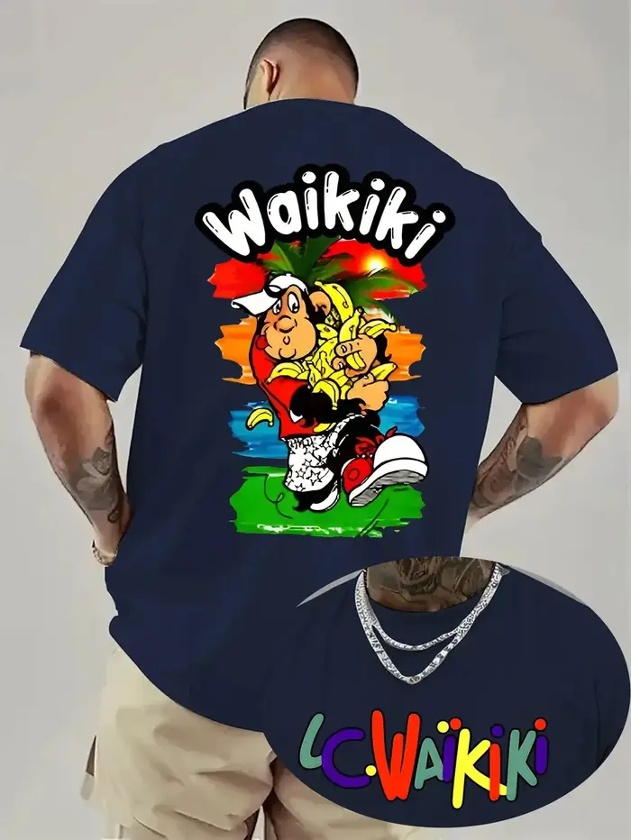 T-shirt en coton pour hommes Waikiki T-shirts graphiques de Surf hawaïen