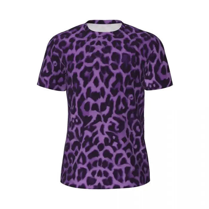 T-Shirt imprimé Animal, motif léopard violet, vêtements de sport Hippie, manches courtes, séchage ra