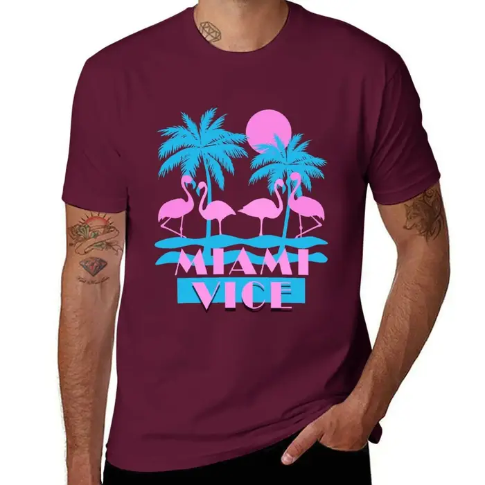 Miami Vice-Flamingo floride T-Shirt haut d'été vintage hommes t-shirts drôles