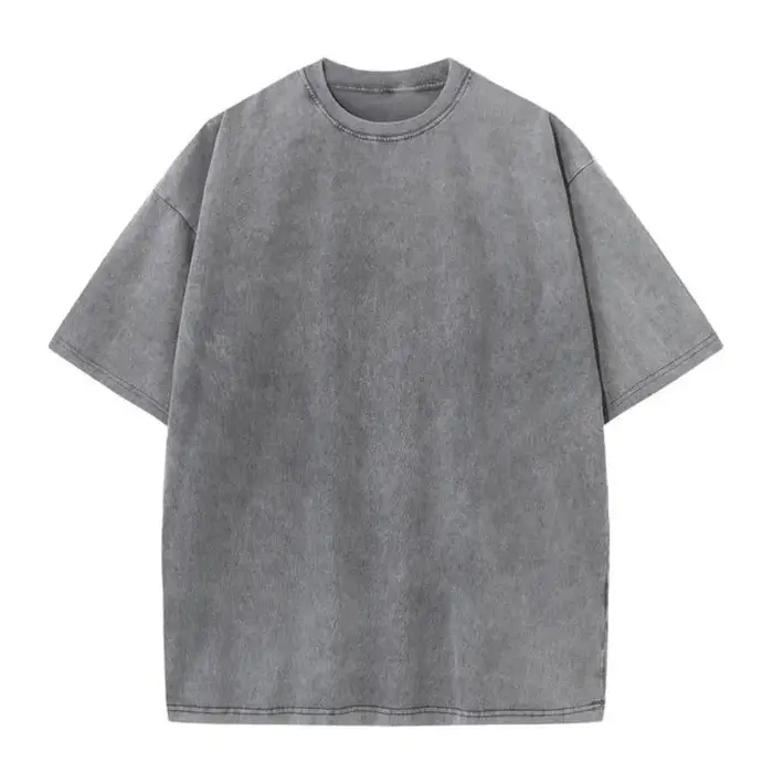 T-shirt rétro en coton pour hommes et femmes, manches à épaules tombantes, t-shirts vintage à manche