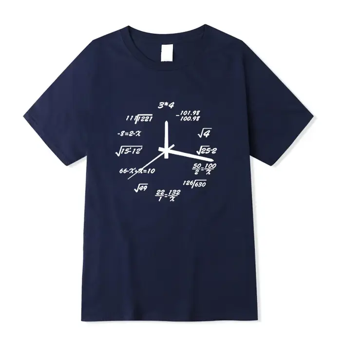 T-shirt homme 100% coton décontracté drôle horloge mathématique imprimer été ample col rond
