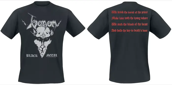 T-shirt en coton avec imprimé tête de chèvre Baphomet en métal noir Venom, streetwear unisexe à col 