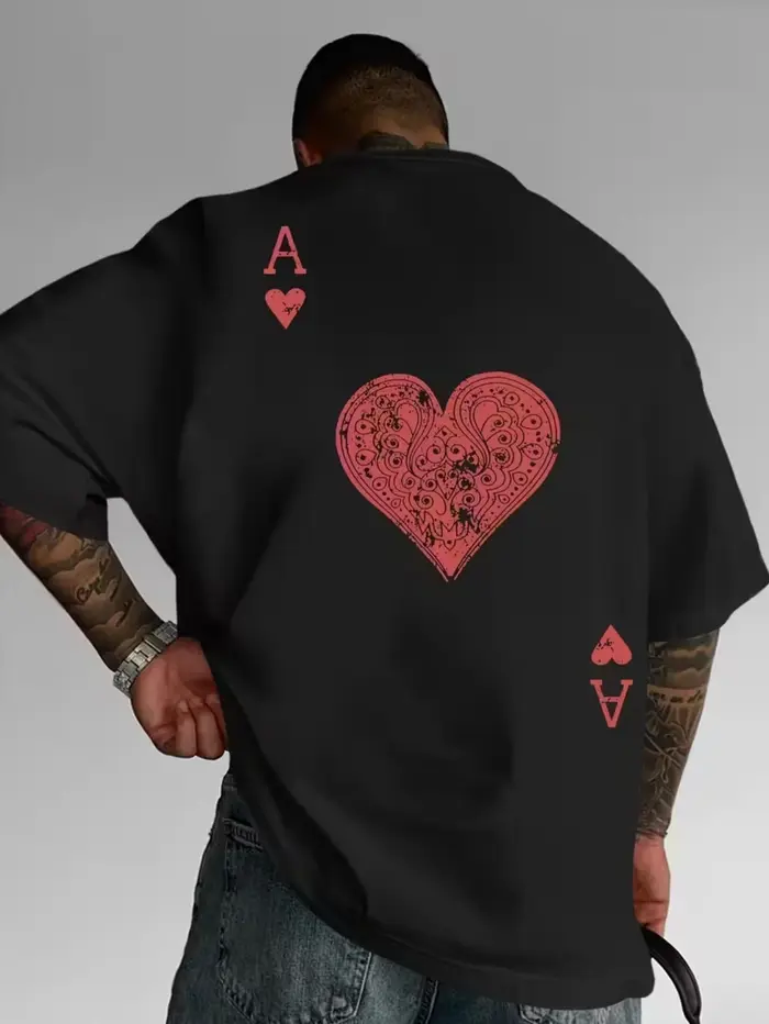 T-shirt pour homme à imprimé cœur rouge