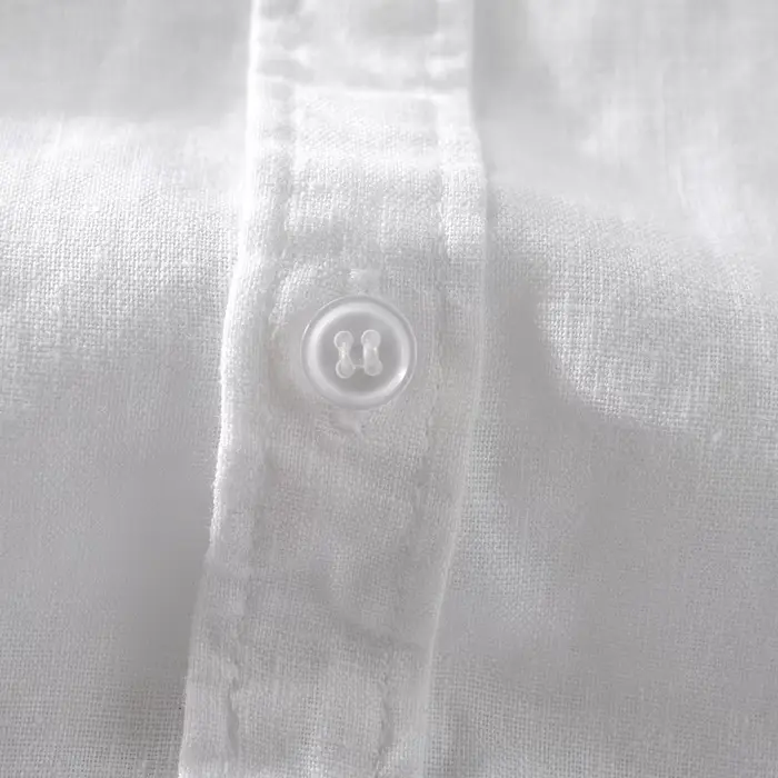 Chemise à manches courtes en lin pur pour homme, chemise blanche en lin et coton, décontractée, d'été, à demi-manches, style business décontracté