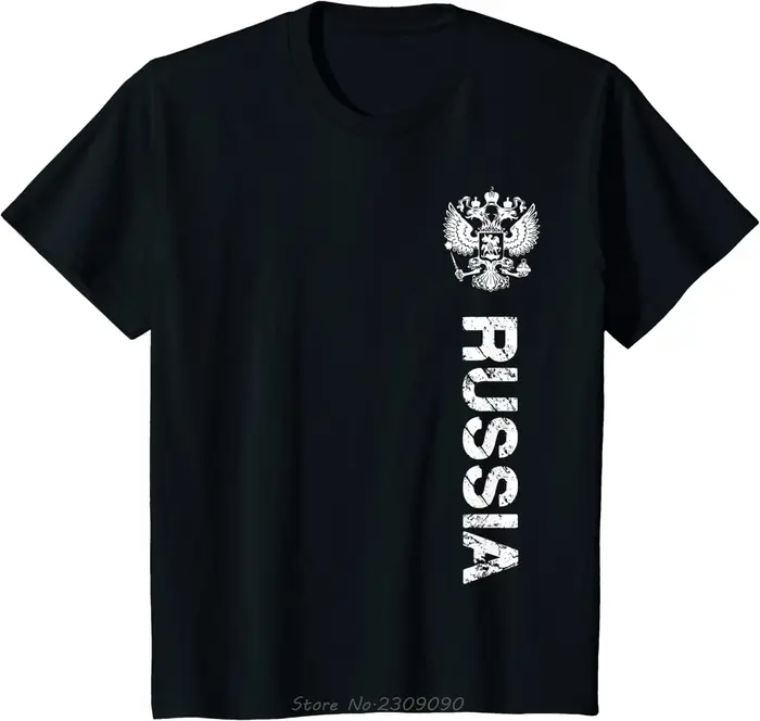 Russie T-shirt Russie Drapeau Crête Coton T-shirt Décontracté Streetwear Unisexe Hauts T-shirts O-cou D'été Surdimensionné T-shirt Vêtements Pour Hommes