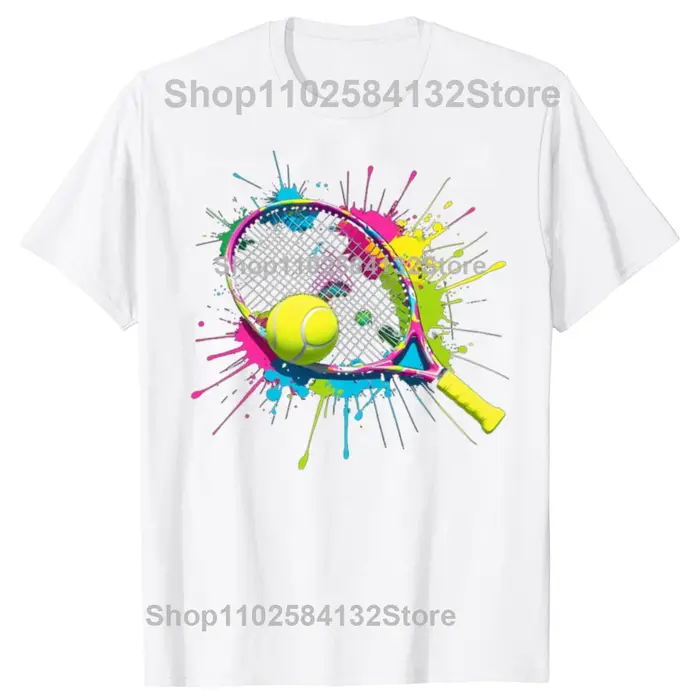 Drôle coloré joueur de balle de Tennis graphique T-shirts hommes femmes mode t-shirt style décontrac
