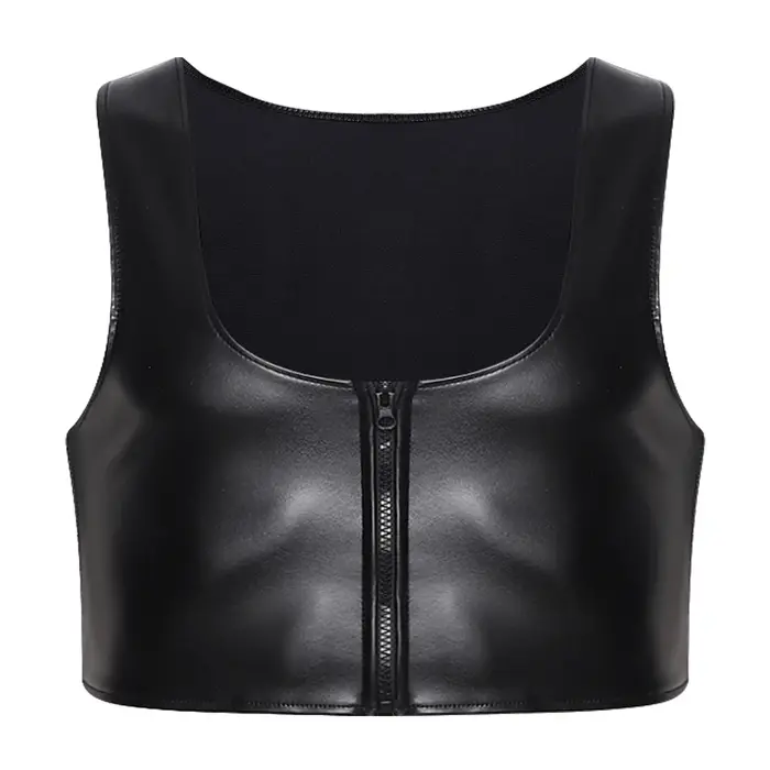 Débardeur court en similicuir PU pour homme