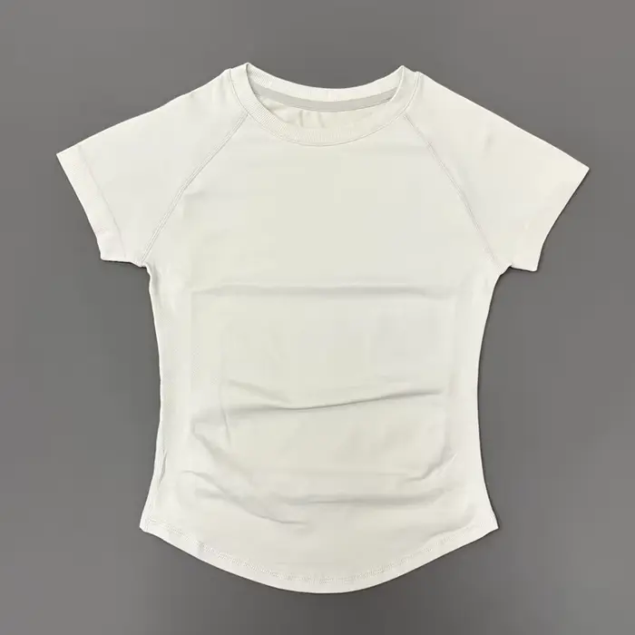 Haut de sport à manches courtes pour femme, sans couture, pour yoga, course à pied, gym, fitness, t-