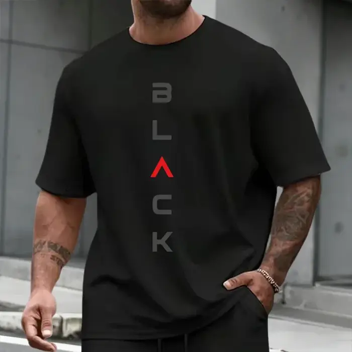 Ensemble T-shirt et short imprimé lettres noires pour homme – Tenue décontractée sportive d'été à manches courtes – Mode urbaine Streetwear