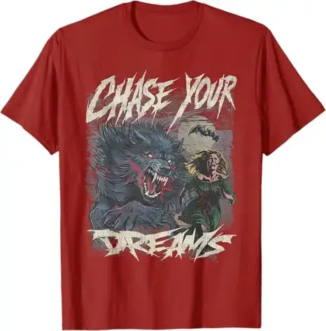 Chase Your Dreams T-Shirt d'art rétro d'horreur de loup-garou drôle Y2k Costume d'halloween nouveauté cadeau femmes hommes t-shirts esthétiques de mode