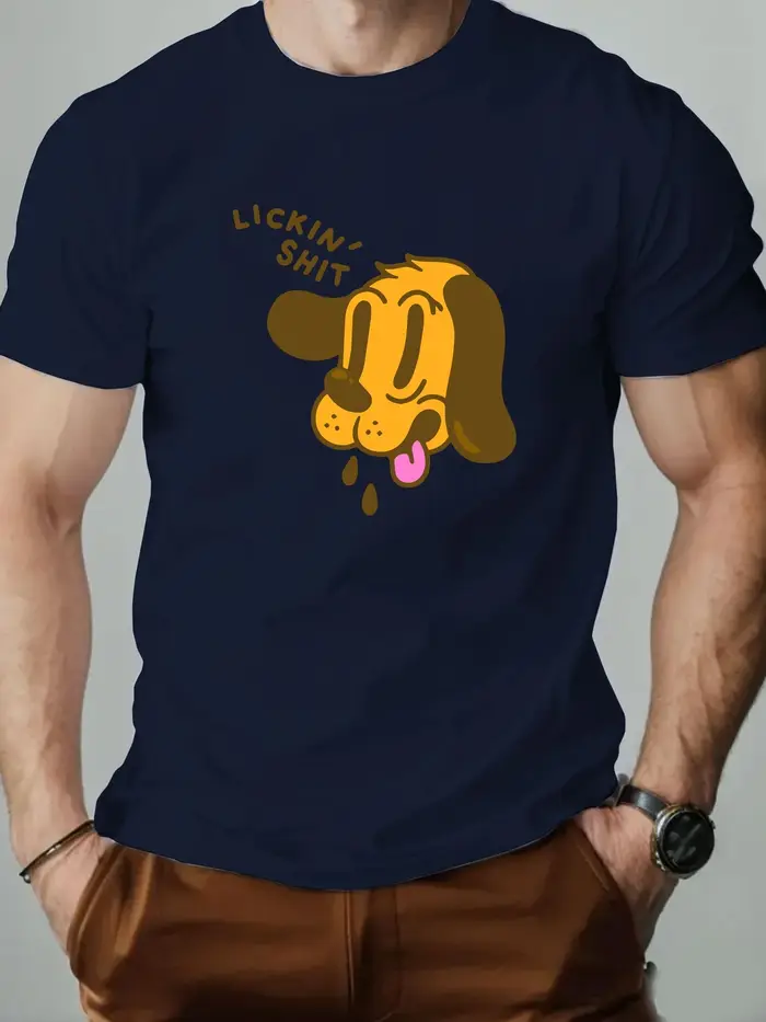 T-shirt à manches courtes hommes 100% coton drôle chiot dessin animé imprimé