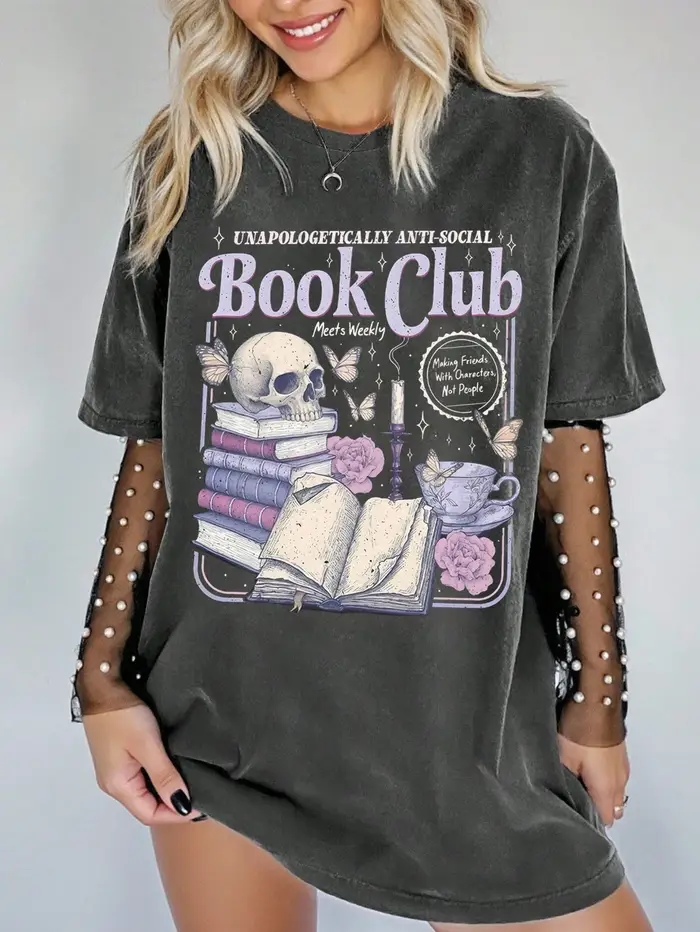 T-shirt femme grande taille imprimé crâne coton respirant à la mode et polyvalent unisexe Streetwear surdimensionné