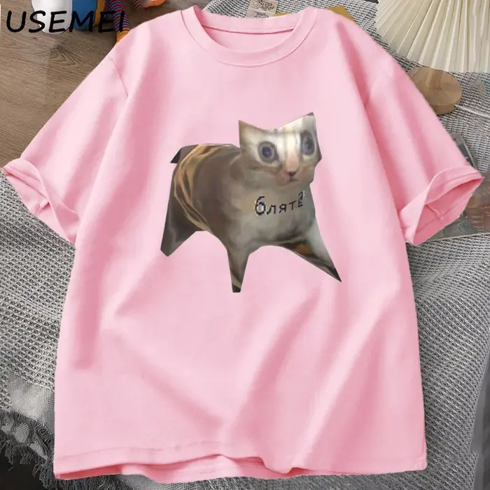 Chat russe Meme T-shirts drôle graphique imprimé