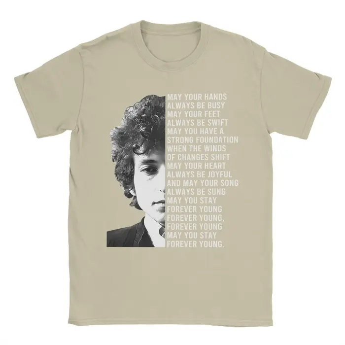 T-shirt pour hommes avec paroles de Bob Dylan Forever Young
