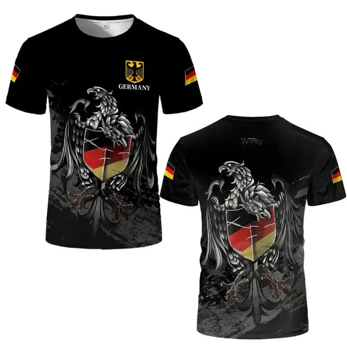 T-Shirt à manches courtes pour hommes et femmes, avec emblème national allemand imprimé en 3D, maill