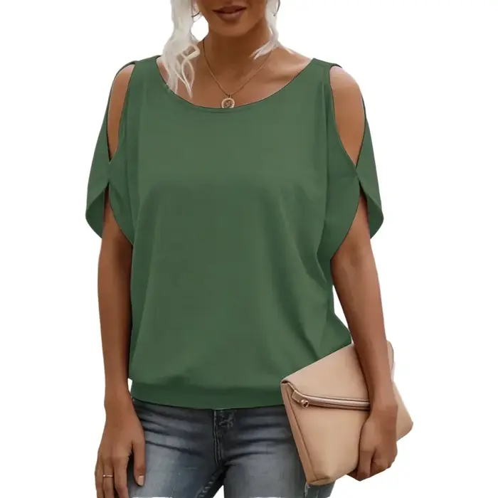 Tops sexy à épaules dénudées pour femmes - T-shirt chic à col torsadé et manches courtes