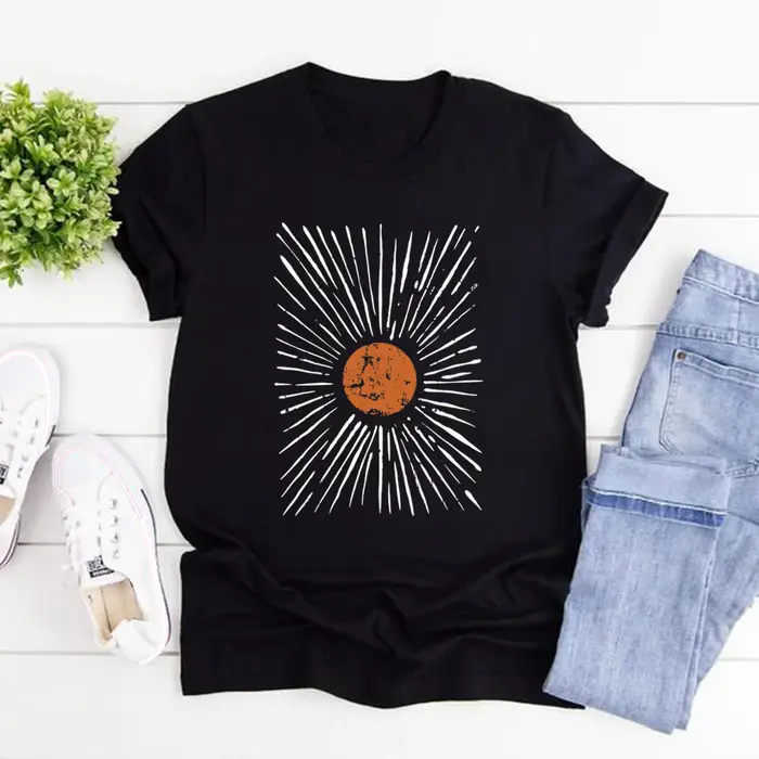 Sunburst Vintage T-Shirts Boho chemise soleil graphique t-shirt hommes femmes à manches courtes col rond