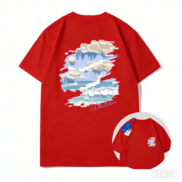 Tendance Été 2026 - T-shirt à Manches Courtes Motif Graffiti Peinture à l'Huile - Unisexe, Coton Pur