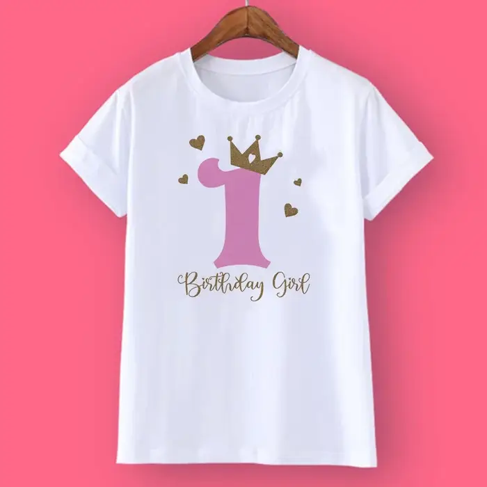 T-Shirt Personnalisé avec Couronne et Nom pour Fille de 1 à 10 Ans, Vêtements de ix, Cadeaux à la Mo